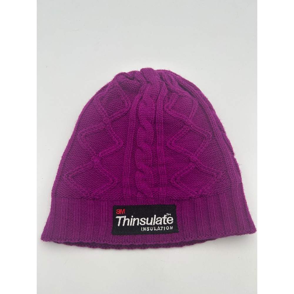 3M Thinsulate Purple Cable Knit Beanie Winter Hat Thermal Insulated B1215